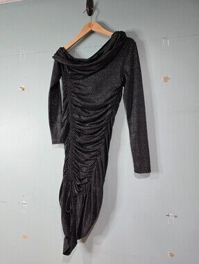 Jonathan Simkhai Sabine ruched lurex midi dress Metallic Black Sexy Revenge S
